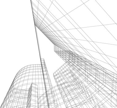 Mimari sanat konseptinde soyut çizgiler, minimum geometrik şekiller. 