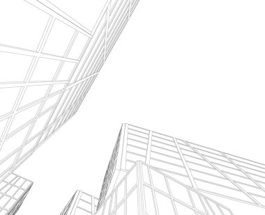 Mimari sanat konseptinde soyut çizgiler, minimum geometrik şekiller. 