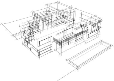 Mimari sanat konseptinde soyut çizgiler, minimum geometrik şekiller. 