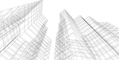 Mimari sanat konseptinde soyut çizgiler, minimum geometrik şekiller. 