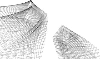 Mimari sanat konseptinde soyut çizgiler, minimum geometrik şekiller.