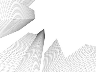 Mimari sanat konseptinde soyut çizgiler, minimum geometrik şekiller. 