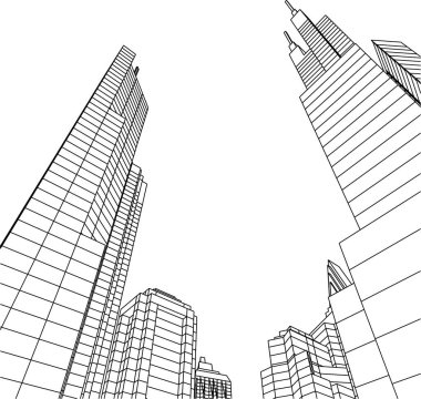 Mimari sanat konseptinde soyut çizgiler, minimum geometrik şekiller. 