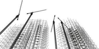 Mimari sanat konseptinde soyut çizgiler, minimum geometrik şekiller.