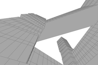 Mimari sanat konseptinde soyut çizgiler, minimum geometrik şekiller. 