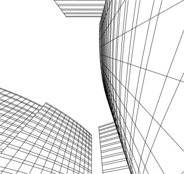 Mimari sanat konseptinde soyut çizgiler, minimum geometrik şekiller. 