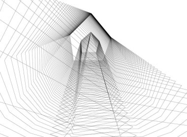 Mimari sanat konseptinde soyut çizgiler, minimum geometrik şekiller. 