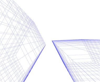 Mimari sanat konseptinde soyut çizgiler, minimum geometrik şekiller. 