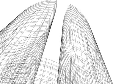 Mimari sanat konseptinde soyut çizgiler, minimum geometrik şekiller.