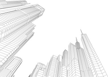 Mimari sanat konseptinde soyut çizgiler, minimum geometrik şekiller. 