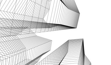 Mimari sanat konseptinde soyut çizgiler, minimum geometrik şekiller.