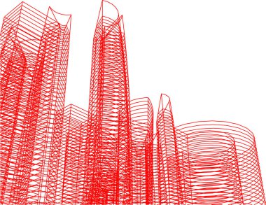 Arkaplanda mimari bina 3d illüstrasyon