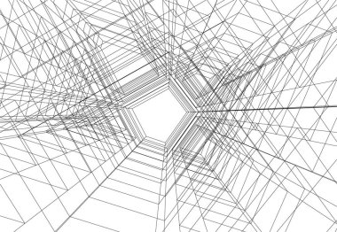 Mimari sanat konseptinde soyut çizgiler, minimum geometrik şekiller.