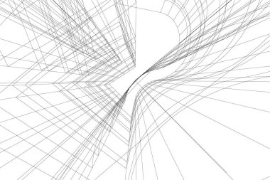 Mimari sanat konseptinde soyut çizgiler, minimum geometrik şekiller. 