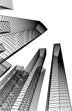 Mimari sanat konseptinde soyut çizgiler, minimum geometrik şekiller.