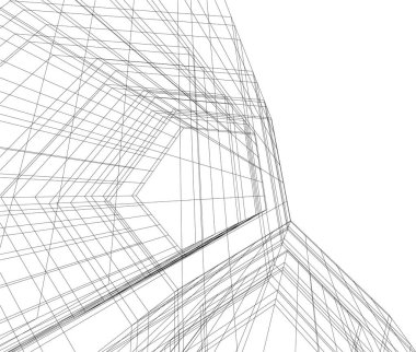 Mimari sanat konseptinde soyut çizgiler, minimum geometrik şekiller. 