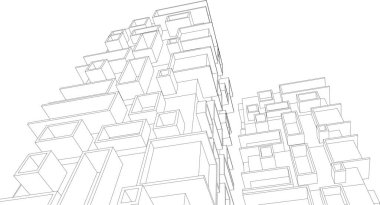 Mimari sanat konseptinde soyut çizgiler, minimum geometrik şekiller. 