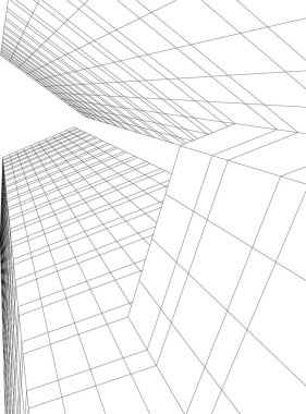 Mimari sanat konseptinde soyut çizgiler, minimum geometrik şekiller. 