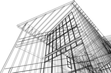 Mimari sanat konseptinde soyut çizgiler, minimum geometrik şekiller.