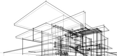 Mimari sanat konseptinde soyut çizgiler, minimum geometrik şekiller. 