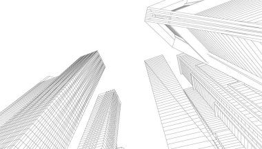 Mimari sanat konseptinde soyut çizgiler, minimum geometrik şekiller.