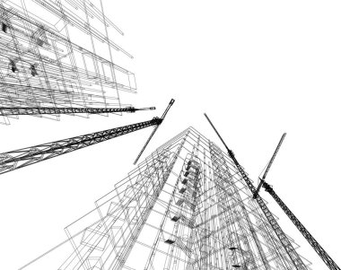 Mimari sanat konseptinde soyut çizgiler, minimum geometrik şekiller.