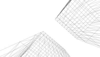 Mimari sanat konseptinde soyut çizgiler, minimum geometrik şekiller. 