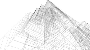 Mimari sanat konseptinde soyut çizgiler, minimum geometrik şekiller. 