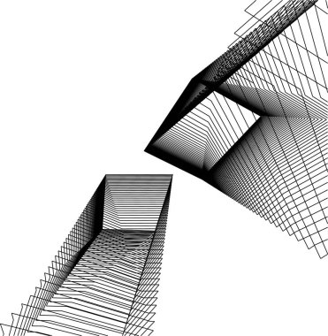 Mimari sanat konseptinde soyut çizgiler, minimum geometrik şekiller. 