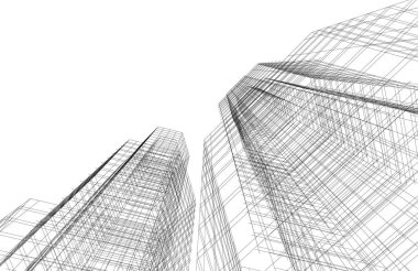 Mimari sanat konseptinde soyut çizgiler, minimum geometrik şekiller.