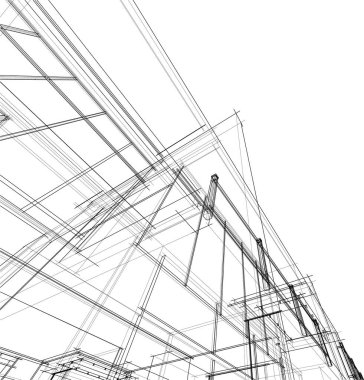 Mimari sanat konseptinde soyut çizgiler, minimum geometrik şekiller.