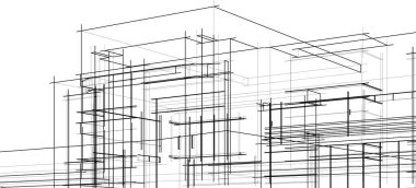 Mimari sanat konseptinde soyut çizgiler, minimum geometrik şekiller. 