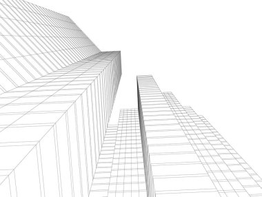 Mimari sanat konseptinde soyut çizgiler, minimum geometrik şekiller. 