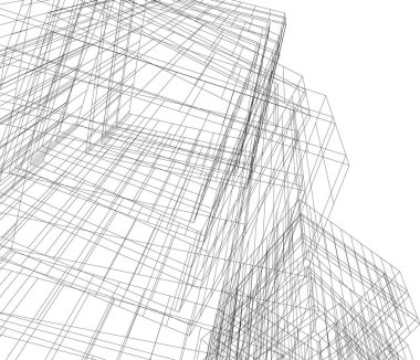 Mimari sanat konseptinde soyut çizgiler, minimum geometrik şekiller. 