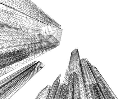 Mimari sanat konseptinde soyut çizgiler, minimum geometrik şekiller. 