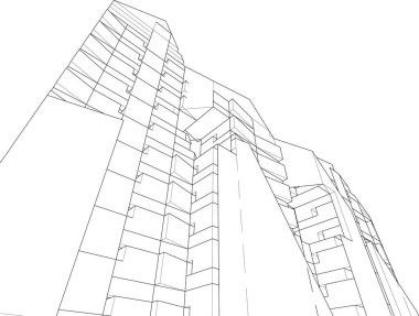 Mimari sanat konseptinde soyut çizgiler, minimum geometrik şekiller. 