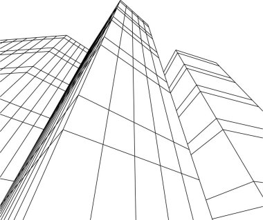 Mimari sanat konseptinde soyut çizgiler, minimum geometrik şekiller. 