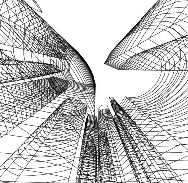 Mimari sanat konseptinde soyut çizgiler, minimum geometrik şekiller. 