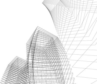 Mimari sanat konseptinde soyut çizgiler, minimum geometrik şekiller.