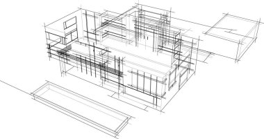Mimari sanat konseptinde soyut çizgiler, minimum geometrik şekiller. 