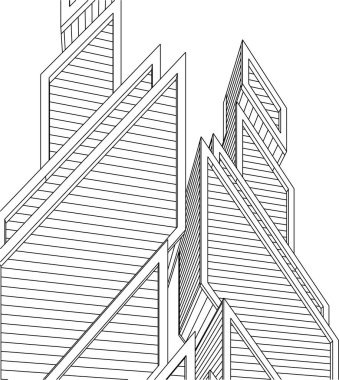 Mimari sanat konseptinde soyut çizgiler, minimum geometrik şekiller. 