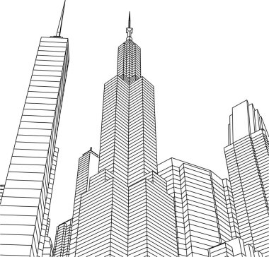 Mimari sanat konseptinde soyut çizgiler, minimum geometrik şekiller. 