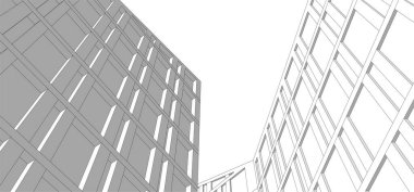 Mimari sanat konseptinde soyut çizgiler, minimum geometrik şekiller. 