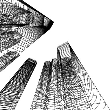 Mimari sanat konseptinde soyut çizgiler, minimum geometrik şekiller. 