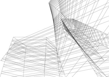 Mimari sanat konseptinde soyut çizgiler, minimum geometrik şekiller.
