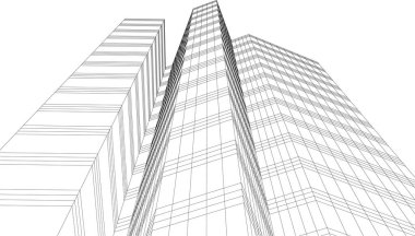 Arkaplanda mimari bina 3d illüstrasyon