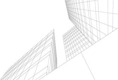 Mimari sanat konseptinde soyut çizgiler, minimum geometrik şekiller. 