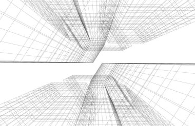 Mimari sanat konseptinde soyut çizgiler, minimum geometrik şekiller.