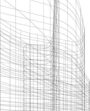 Mimari sanat konseptinde soyut çizgiler, minimum geometrik şekiller.