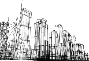Mimari sanat konseptinde soyut çizgiler, minimum geometrik şekiller.